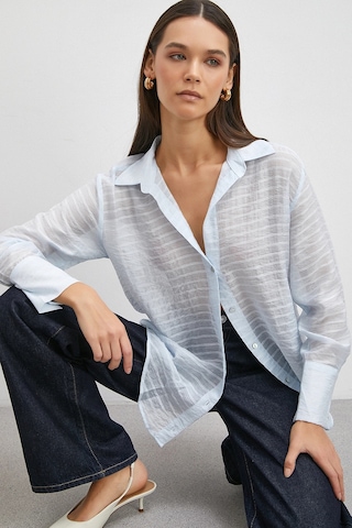 Kabartma Çizgili Gömlek Mavi Mavi
