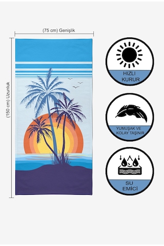 Tropical Sunrise Dijital Baskılı 75x150 CM Plaj Havlusu