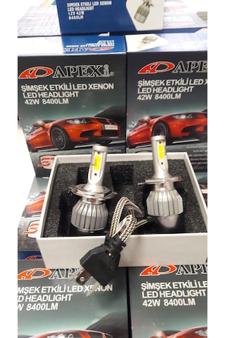 H4 Uzun Kisa Apexi 8400 Lümen Şimşek Etkili Beyaz Apexi Led Zenon