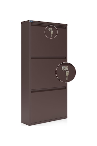 Ceha Kilitli Metal Ayakkabılık 3'lü Kahverengi - K.AYK-3 /AB8317/KL Kahverengi