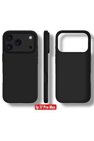 Apple Uyumlu iPhone 17 Pro Max Kılıf Kamera Çıkıntılı Yumuşak Silikon İçi Kadife Lansman Kapak . Siyah