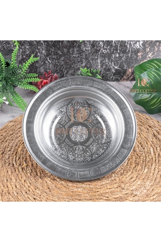 Dmt Copper 18 Cm 9 Adet Krom Çelik Beyran Ve Yemek Tabağı 430 Kalite Paslanmaz Servis Tabağı Gri