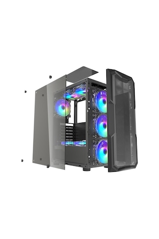 Novahub Zoko Aquarius 4x12 Cm Argb Fan Mesh Panel Atx Bilgisayar Kasası Materyal: Spcc-abs, Opt. 4 Fan