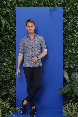 Efor G 1541 Slim Fit Lacivert Klasik Gömlek Lacivert