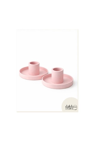 2'li Mumluk Seti-modern Dekoratif Mumluk Seti-şamdan Seti Pembe
