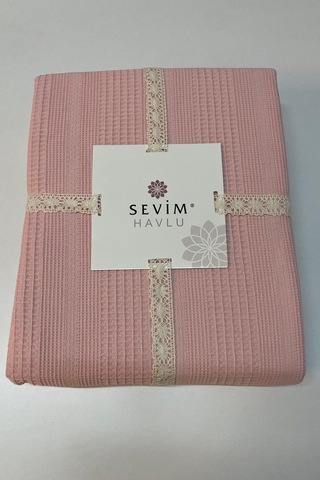 Tek Kişilik Waffle Pike 160x230cm, %100 Pamuk, Petek Tasarım, Pudra Pudra