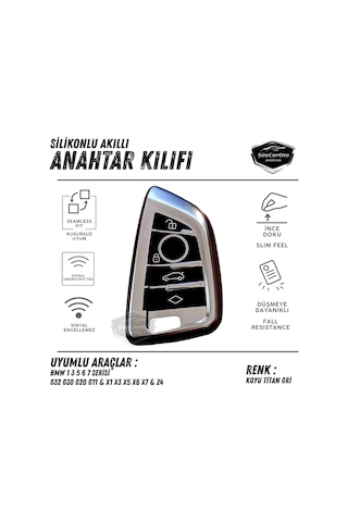 Bmw 1 3 5 6 7 Serisi G32 G30 G20 G11 & X1 X3 X5 X6 X7 & Z4 M Uyumlu Silikon Anahtar Kılıfı Oto Anahtar Kabı Darbe Emici Anahtarlık Koyu Titan 00 Şüscaroto Aksesuar