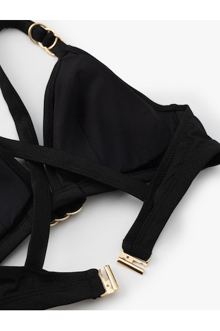 Koton Aksesuar Detaylı Arkası Çapraz Askılı Üçgen Bikini Siyah 5sak10058mm Siyah