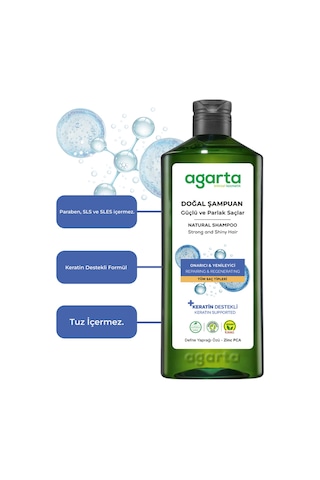 Agarta Güçlü Ve Parlak Saçlar İçin Bitkisel Tuzsuz Şampuan 400 ML
