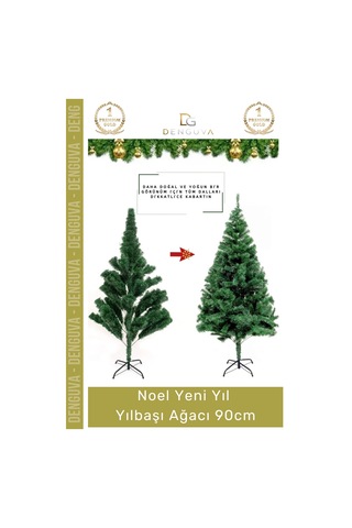 Yılbaşıağacı Yılbaşı Çam Ağacı Sık Yapraklı Kaliteli Dekoratif Yeşil Ayaklı Yeni Yıl Noel Paket 90 Standart