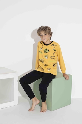 Aykıds Erkek Çocuk Baskılı Uzun Kollu Pijama Takımı Mevsimlik 74131-y Sarı