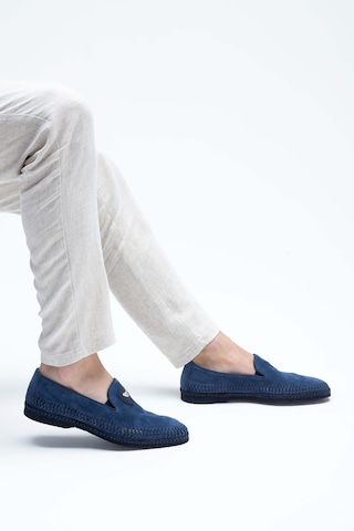 Giampiero Nicola Erkek Hakiki Deri Lacivert Loafer Ayakkabı 664 L40269a Erk Ayk Y23 Navy Lacivert