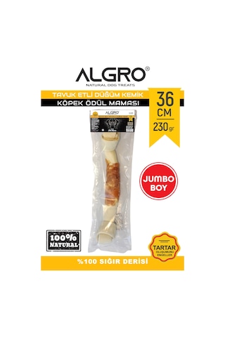 Algro Tavuklu Beyaz Düğüm Kemik Jumbo Boy Sığır Derisi 36 CM 230 G