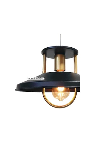 Tarzavize Trt40 Dekoratif Siyah Tekli Retro Modern Sarkıt Avize Siyah
