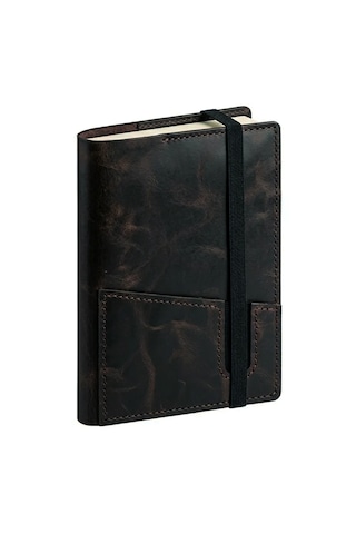Bilikolik Hakiki Deri A5 Defter Kılıfı, El Yapımı, Telefon Cepli Ajanda Organizer, Defter Ve Kalem Dahil Koyu Kahverengi