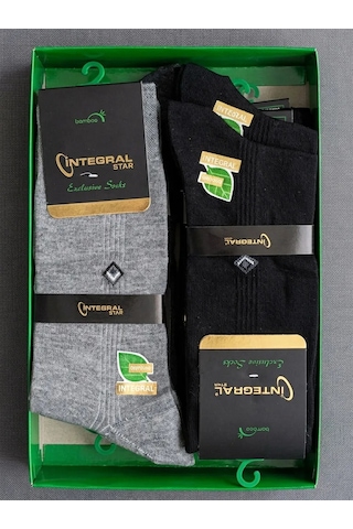 İntegral Star Exclusive Bambu Çorap Seti - 12 Adet Siyah, Koyu Gri, Açık Gri Erkek Dikişsiz Çorap