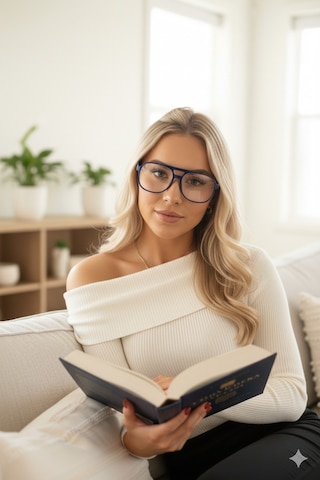 Nova Unisex Kemik Çerçeveli Mavı Işık Filtreli Okuma Gözlüğü Şık, Hafif Ve Konforlu Retro Tasarım Lacivert