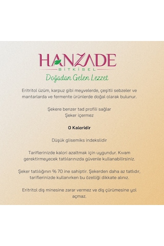 Hanzade Bitkisel Eritritol Pudra Form 1 KG