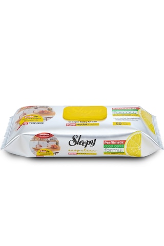 Sleepy Easy Clean Süper Yüzey Temizlik Mutfak Havlusu Mendili Limon Yağlı Beyaz 50'li