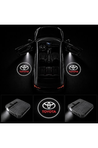 Toyota Kapı Altı Logo Projektör Led Işığı 2'li Set Pilli Kablosuz Kapı Karşılama Lambası