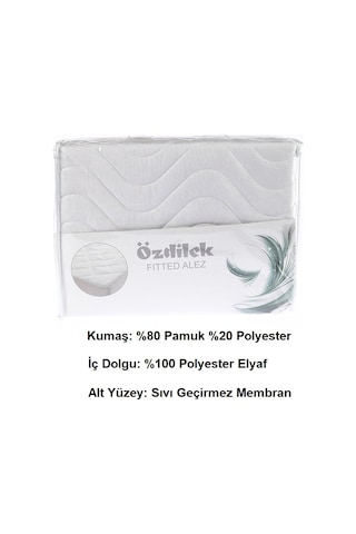 Özdilek Pamuklu Sıvı Geçirmez Battal Çiftkişilik Alez 180x200+30 Beyaz