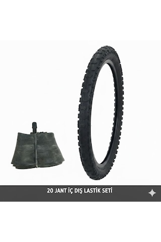 Güçlü Bisikletmotosiklet 20 Jant Bisiklet İç Dış Lastik Seti - 20x1.75/2.125 Uyumlu - Dış Lastik + İç Lastik Oto Kalın Sibop