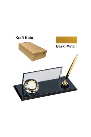 Sublimasyon Kristal Masa İsimliği Kalemli Ve Saatli 534sa