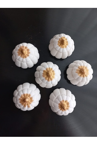 Mini Balkabağı 6'lı Lokumluk, Kahve Yanı Sunumluk Beyaz Dekoratif Obje 01