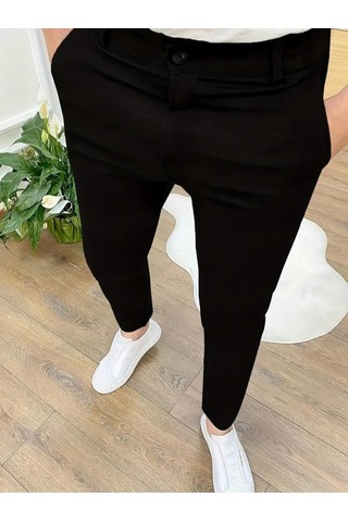 Moderie Butik Erkek Cepli Slimfit Atlas Pantolon Siyah