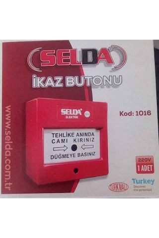 Yangın İhbar Butonu, Camlı Yangın İkaz Butonu Kırmızı Selda