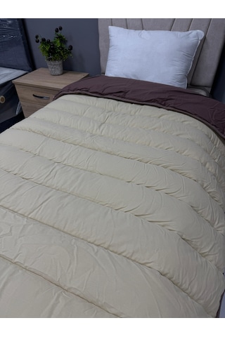 Clasy %100 Pamuk Ranforce Tek Kişilik Yorgan Çift Taraflı Kahve-kapuçino Düz Desen Cappucino