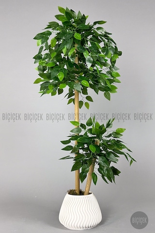 Biçiçek Yapay Benjamin Ağacı 140cm Spiral Saksıda Leylek Model