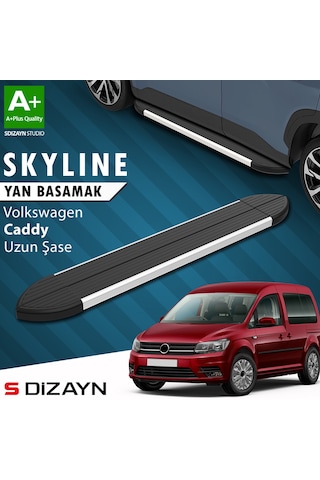 S-dizayn Vw Caddy 3 Uzun Şase Skyline Aluminyum Yan Basamak 223 Cm 2004-2020 A+ Kalite