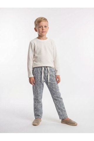 Zekids Erkek Çocuk Tasarım Uzun Kollu T-shirt-17146 Beyaz