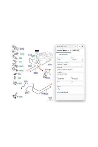 Yakıt Borusu Kırmızı Şamandıraya Takılan Focus 98 Erc171 - 98ab9c318ak