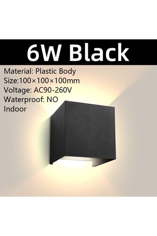 Led Su Geçirmez/su Geçirmez Değil Duvar Lambaları 6w 12w Duvar Işıkları Ev Bahçe Otu Odası Ac85-265v Dış Aydınlatma Aplik 56518792 Siyah