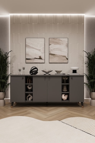 Asra Trend Lüks Konsol Tv Ünitesi %100 Mdf Salon Ve Yemek Odası Ünitesi Knsl05 Koyu Gri