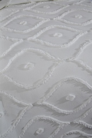 Çeyiz Diyarı Pirot 2 Parça Tek Kişilik Pike Takımı Krem Krem