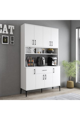 Tanmob Mdl0401 Alt Üst Çok Amaçlı Dolap 8 Kapaklı Çekmeceli Raflı