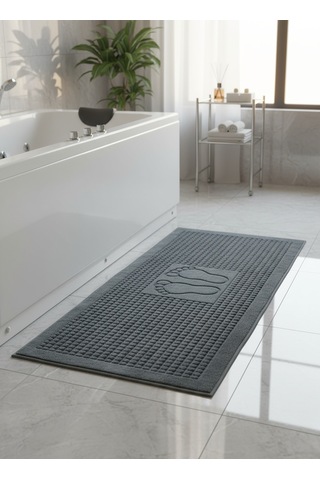 Zivra Antrasit Ayak Havlusu - 60x130cm, 690gr, %100 Pamuk, Spa Ve Otel Banyo Paspası Antrasit
