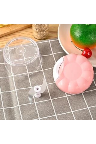 1 Adet Mini Mutfak Pratik Sarımsak İtici Ev Tipi Manuel Doğrama Sarımsak Acı Biber Doğrayıcı Pembe