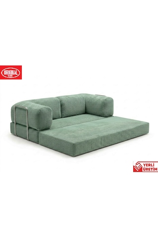 Herev Max 300x200 Kk Köşe Koltuk Takımı / Fitilli Kadife Kumaşlı Şark Köşe Yeşil