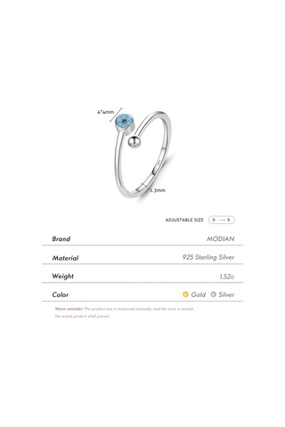 Altın Modıan Gerçek 925 Ayar Gümüş Açık Boyutu 6-9 Turkuaz Trendy Gözler Ayarlanabilir Yüzük Kadınlar Için Gril İstiflenebilir Güzel Takı Hediyeler