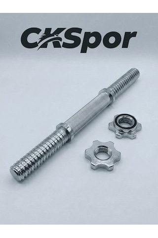 Ckspor 35 Cm Krom Dumbbell Barı - Yıldız Vidalı Çelik Ağırlık Barı 20 Mm Çap