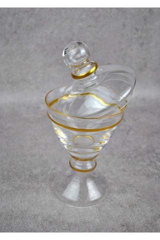 Paşabahçe Yaldızlı Ayaklı Cam Kapaklı Fanus Şekerlik Kurabiyelik