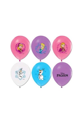 Frozen Baskılı Pastel Renkli Balon 8 Adet Çok Renkli