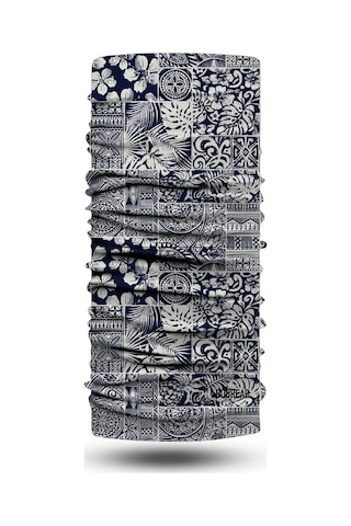 Bobrear Lacivert Tropikal Patchwork Desenli Çok Amaçlı Buff Bandana Boyunluk Çok Renkli