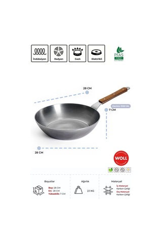 Woll Carbon Steel Sote Tavası 28 Cm Gümüş