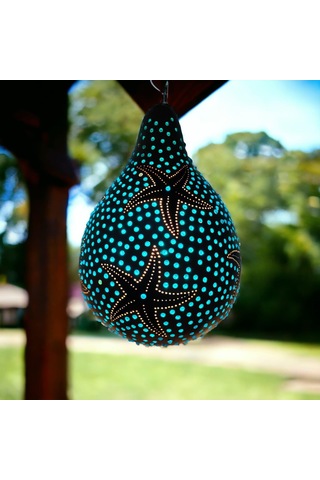 Deniz Yıldızı Desenli Su Kabağı Avize Bahçe Lambası Beyaz