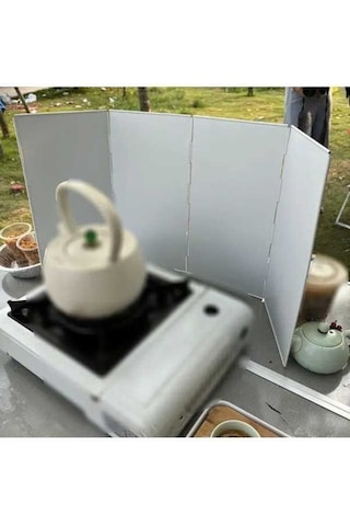 Trendooze Kamp Ocağı Rüzgarlık Beyaz Hafif Katlanır Isıya Dayanıklı Toz Koruma Beyaz